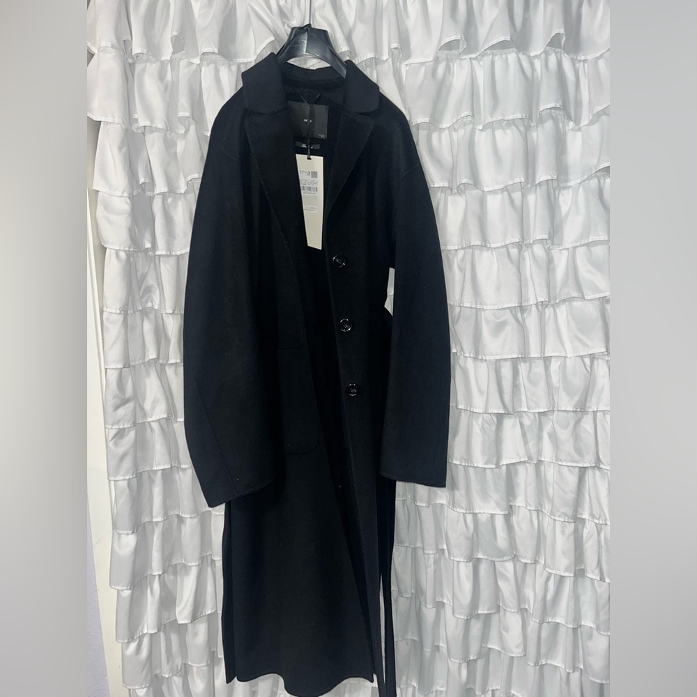 Mango MNG Selection Wool Blend Coat in Black